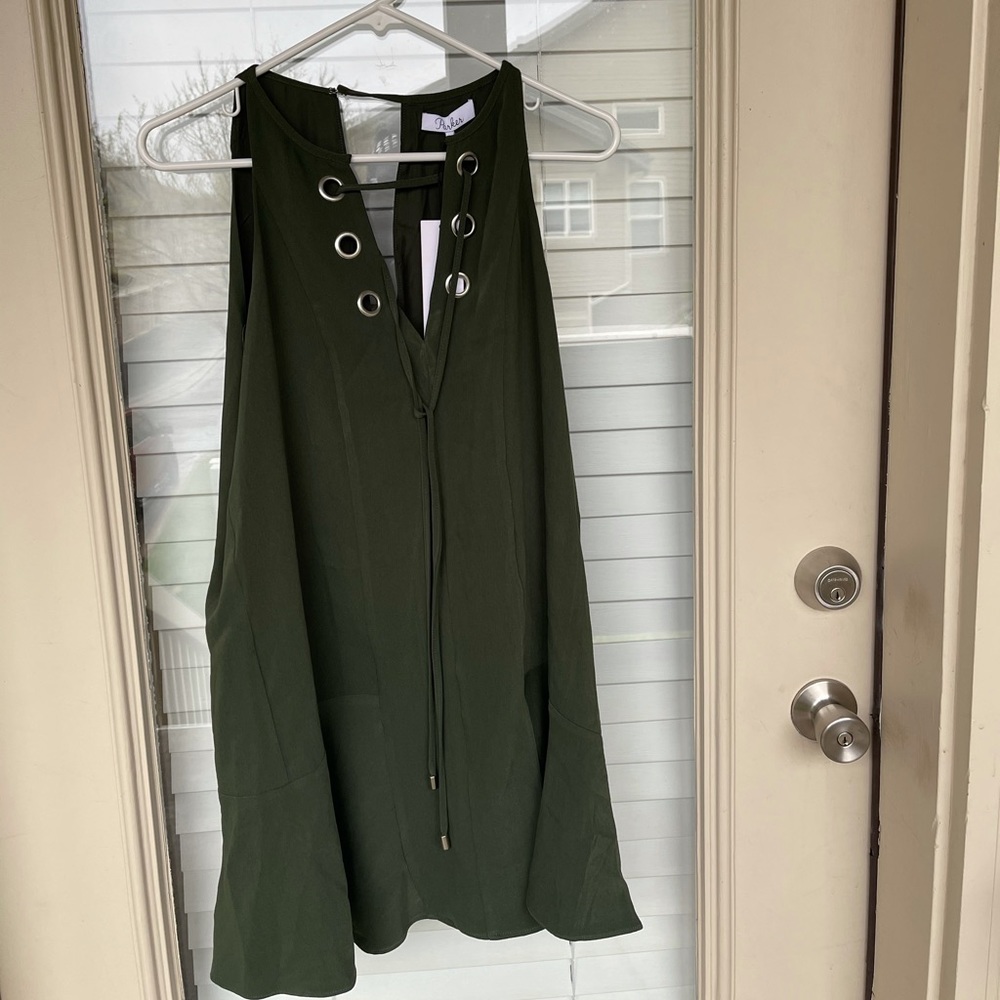 - - Parker green mini sleeveless dress NWT size medium